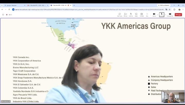 William em reunião on-line sobre PPR na YKK, com participação da comissão de trabalhadores e da direção da empresa